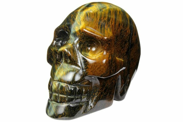 Polished Tiger's Eye Skull - Crystal Skull #111811